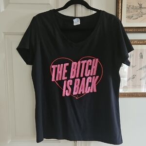 Black Women’s Graphic Tee - Pink Heart Slogan